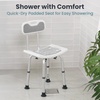 image:imagePelegon Shower Chair for Inside Shower Shower Bench with Back Adjustable 1519 in Height NonSlip Feet RustResistant Aluminum Bath Seat for Elderly and Disabled 300 lb Capacity  Dark BlueGrey