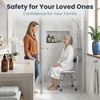 image:imagePelegon Shower Chair for Inside Shower Shower Bench with Back Adjustable 1519 in Height NonSlip Feet RustResistant Aluminum Bath Seat for Elderly and Disabled 300 lb Capacity  Dark BlueDark Blue