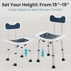 image:imagePelegon Shower Chair for Inside Shower Shower Bench with Back Adjustable 1519 in Height NonSlip Feet RustResistant Aluminum Bath Seat for Elderly and Disabled 300 lb Capacity  Dark BlueDark Blue