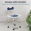 image:imagePelegon Shower Chair for Inside Shower Shower Bench with Back Adjustable 1519 in Height NonSlip Feet RustResistant Aluminum Bath Seat for Elderly and Disabled 300 lb Capacity  Dark BlueDark Blue