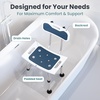 image:imagePelegon Shower Chair for Inside Shower Shower Bench with Back Adjustable 1519 in Height NonSlip Feet RustResistant Aluminum Bath Seat for Elderly and Disabled 300 lb Capacity  Dark BlueDark Blue