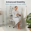 image:imagePelegon Shower Chair for Inside Shower Shower Bench with Back Adjustable 1519 in Height NonSlip Feet RustResistant Aluminum Bath Seat for Elderly and Disabled 300 lb Capacity  Dark BlueGrey