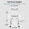 image:imagePelegon Shower Chair for Inside Shower Shower Bench with Back Adjustable 1519 in Height NonSlip Feet RustResistant Aluminum Bath Seat for Elderly and Disabled 300 lb Capacity  Dark BlueGrey