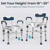 image:imageShower Chair UShape Seat 450lb Heavy Duty  Padded Armrests and Back Shower Chairs for Elderly and Disabled Handicap Shower Chair for Inside Shower Adjustable Height  GreyDark Blue