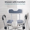 image:imageShower Chair UShape Seat 450lb Heavy Duty  Padded Armrests and Back Shower Chairs for Elderly and Disabled Handicap Shower Chair for Inside Shower Adjustable Height  GreyDark Blue