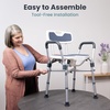 image:imageShower Chair UShape Seat 450lb Heavy Duty  Padded Armrests and Back Shower Chairs for Elderly and Disabled Handicap Shower Chair for Inside Shower Adjustable Height  GreyDark Blue