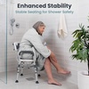 image:imageShower Chair UShape Seat 450lb Heavy Duty  Padded Armrests and Back Shower Chairs for Elderly and Disabled Handicap Shower Chair for Inside Shower Adjustable Height  GreyDark Blue