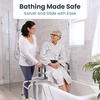 image:imageSliding Shower Chair Tub Transfer Bench with Swivel Seat Shower Bench for Elderly and Disabled with Security Belt 360 Rotation Slides and Rotates Adjustableone Touch Slide Button GreyDark Blue