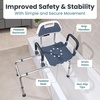 image:imageSliding Shower Chair Tub Transfer Bench with Swivel Seat Shower Bench for Elderly and Disabled with Security Belt 360 Rotation Slides and Rotates Adjustableone Touch Slide Button GreyDark Blue