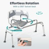 image:imageSliding Shower Chair Tub Transfer Bench with Swivel Seat Shower Bench for Elderly and Disabled with Security Belt 360 Rotation Slides and Rotates Adjustableone Touch Slide Button GreyGrey