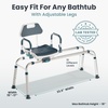 image:imageSliding Shower Chair Tub Transfer Bench with Swivel Seat Shower Bench for Elderly and Disabled with Security Belt 360 Rotation Slides and Rotates Adjustableone Touch Slide Button GreyDark Blue