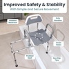 image:imageSliding Shower Chair Tub Transfer Bench with Swivel Seat Shower Bench for Elderly and Disabled with Security Belt 360 Rotation Slides and Rotates Adjustableone Touch Slide Button GreyGrey