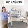 image:imageSliding Shower Chair Tub Transfer Bench with Swivel Seat Shower Bench for Elderly and Disabled with Security Belt 360 Rotation Slides and Rotates Adjustableone Touch Slide Button GreyGrey