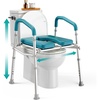 image:imagePELEGON Raised Toilet Seat with Handles 400lb  Adjustable Height amp Width Toilet Chair with Arms Toilet Riser with Handles Toilet Chair Over Toilet Handicap Toilet Seat for Elderly TealTeal
