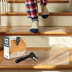 image:imagePELEGON Outdoor Stair Treads NonSlip for Wooden Steps 12 Stairs 6x30 Heavy Duty Waterproof Anti Slip Traction Tape Black Grip Tape Treads Outdoor for Wood Decks RampsIndoor  Transparent