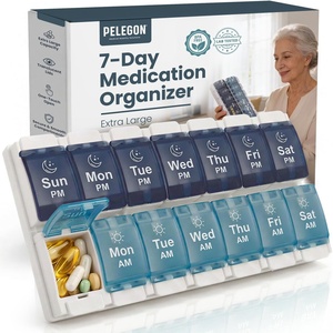 image:imagePELEGON Pill Organizer 2 Times a Day Weekly Pill Organizer AM PM 7 Day Large Medicine Pill Organizer with OneTouch Open Extra Large Compartments BPA Free Travel Pill Organizer for Daily Use