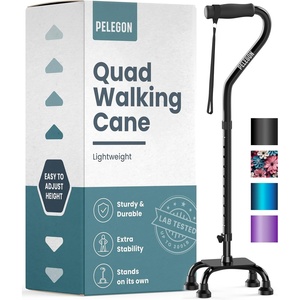 image:imagePELEGON Quad Cane Lightweight 300 lb  Adjustable Walking Cane with A Large 4 Pronged Base for Extra Balance amp Stability Walking Canes for Seniors Walking Cane for Men amp Women Black