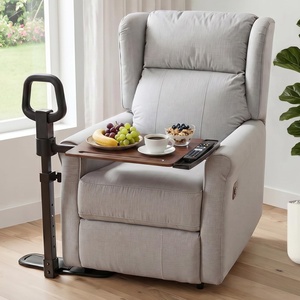 image:imagePELEGON Tray Table 360 Swivel Table for Recliner Adjustable Height with XLarge Table for Eating and Laptop TV Trays for Couches amp Chairs with Ergonomic Stand Assist Safety Handle for ElderlyDark Wood