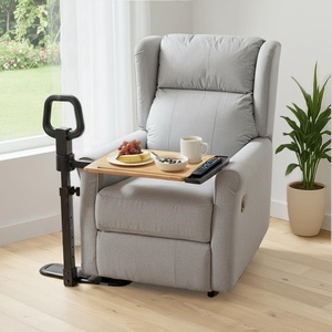 image:imagePELEGON Tray Table 360 Swivel Table for Recliner Adjustable Height with XLarge Table for Eating and Laptop TV Trays for Couches amp Chairs with Ergonomic Stand Assist Safety Handle for ElderlyWood