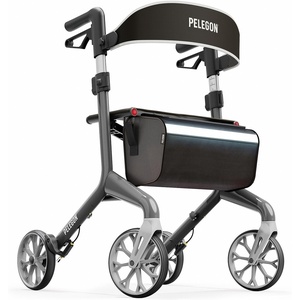 image:imagePelegon Rollator Walker with Seat for Seniors  Lightweight Foldable Walker with Padded Seat amp Backrest Adjustable Handles Reflective Frame Carry Bag  HeavyDuty 300lb Support  BlueGrey