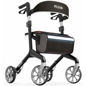 image:imagePelegon Rollator Walker with Seat for Seniors  Lightweight Foldable Walker with Padded Seat amp Backrest Adjustable Handles Reflective Frame Carry Bag  HeavyDuty 300lb Support  BlueBlack