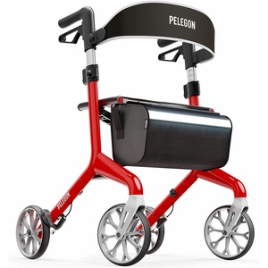 image:imagePelegon Rollator Walker with Seat for Seniors  Lightweight Foldable Walker with Padded Seat amp Backrest Adjustable Handles Reflective Frame Carry Bag  HeavyDuty 300lb Support  BlueRed