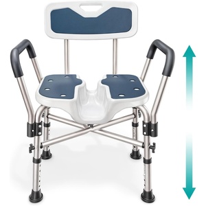 image:imageShower Chair UShape Seat 450lb Heavy Duty  Padded Armrests and Back Shower Chairs for Elderly and Disabled Handicap Shower Chair for Inside Shower Adjustable Height  GreyDark Blue