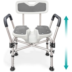 image:imageShower Chair UShape Seat 450lb Heavy Duty  Padded Armrests and Back Shower Chairs for Elderly and Disabled Handicap Shower Chair for Inside Shower Adjustable Height  GreyGrey